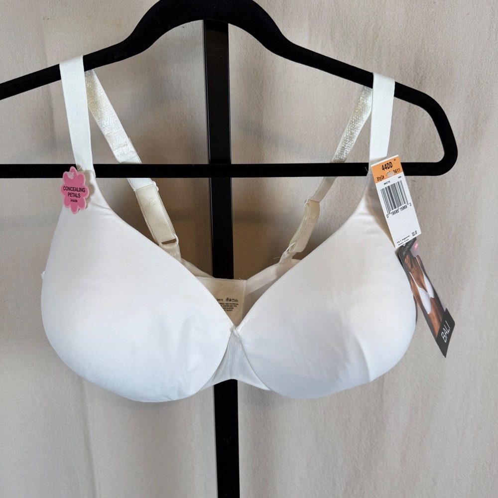 Bali Concealers Underwire Bra 3411 White‎ Full Coverage Concealing Petals 44DD